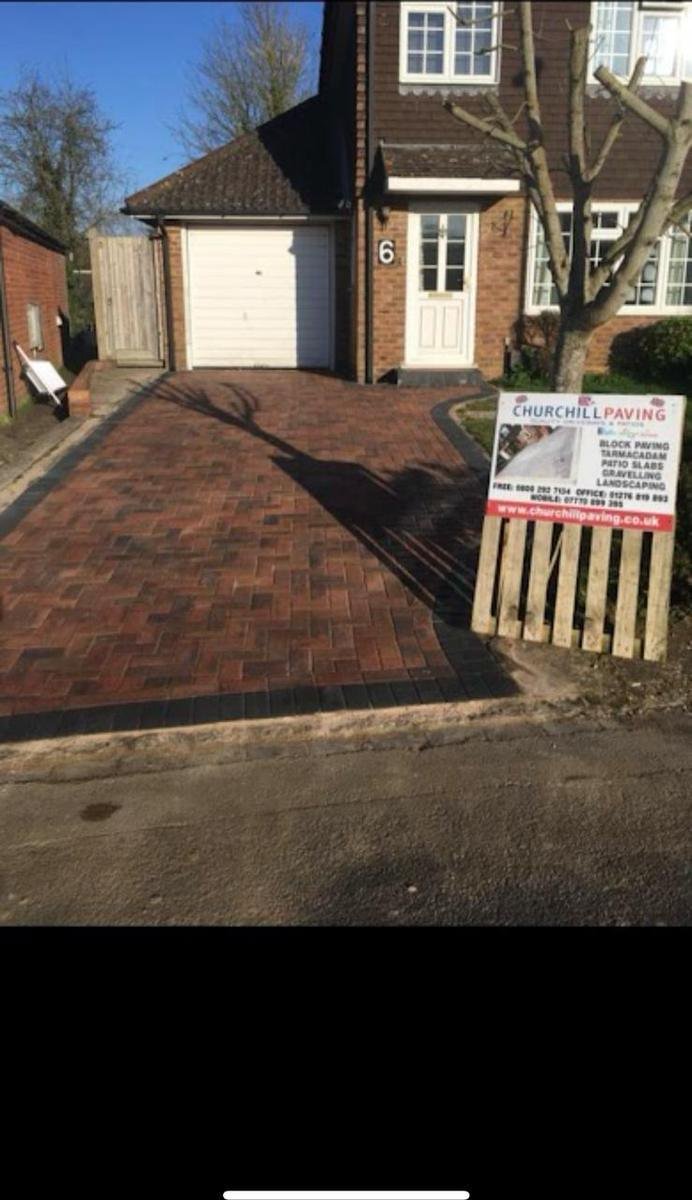 Red brindle block paving driveway